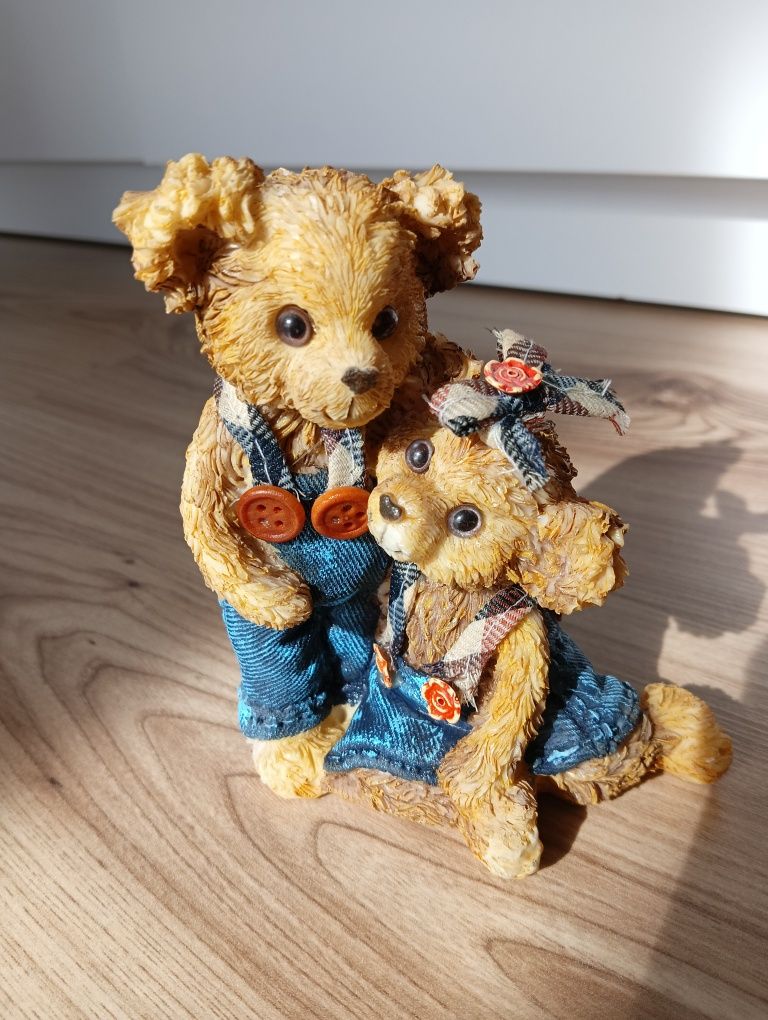 Ozdoba ceramiczna 'Przytulające się misie' Vintage