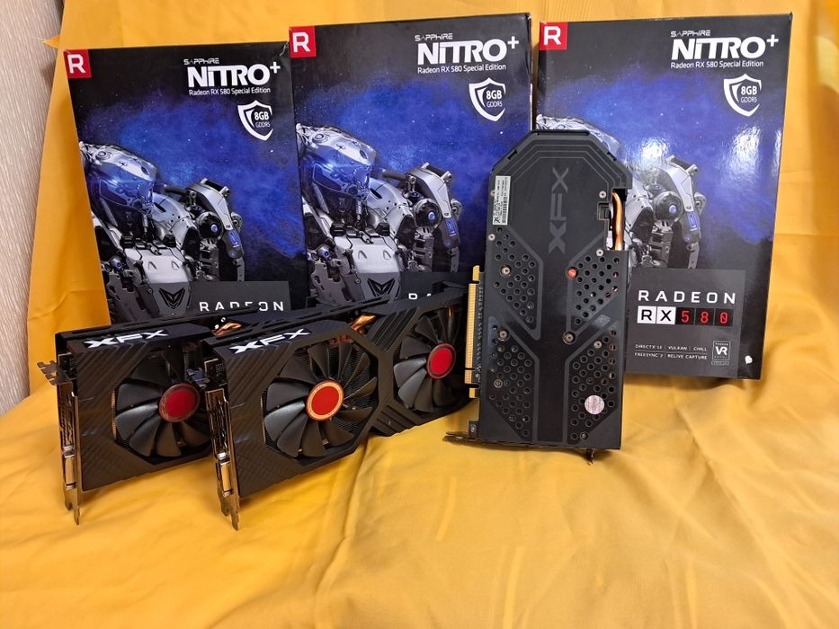 Видеокарта б\у XFX RX580 8GB как новая ХОЛОДНАЯ и другие карты