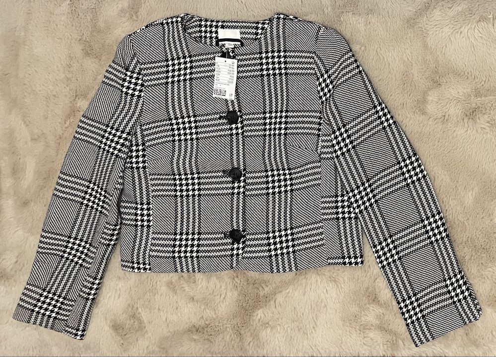 Krótki żakiet w kratę H&M