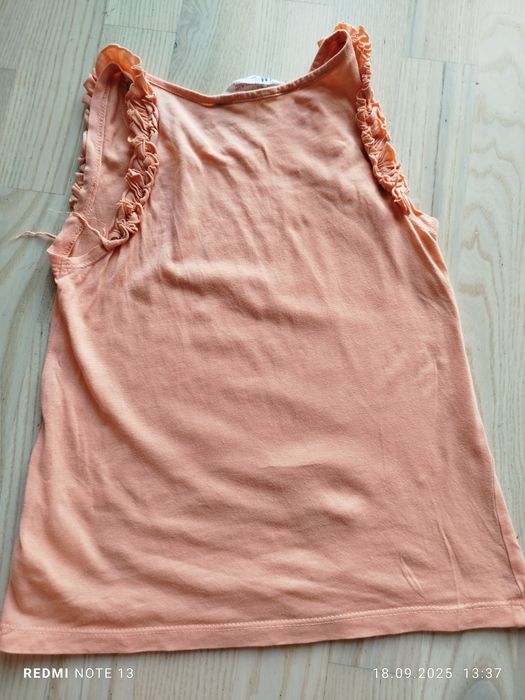 Pomarańczowa bluzka bez rękawów koszulka żyrafy żyrafa H&M 110/116