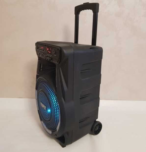 Колонка zpx чемодан на кольосиках с микрофоном портативная акустика