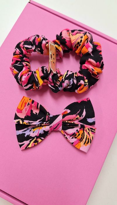 Akcesoria do włosów, gumki scrunchies i spinka kokardka, nowy