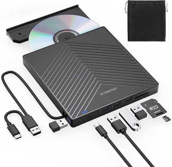Zewnętrzny napęd CD/DVD ORIGBELIE USB 3.0 Typ C dla PC i Mac