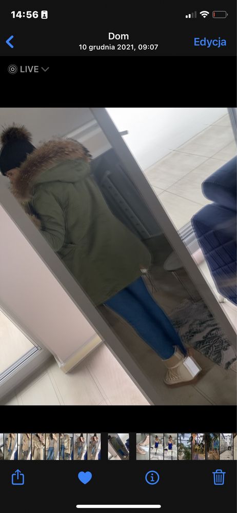 Kurtka futro lis 36 S zielona khaki kozuch zara