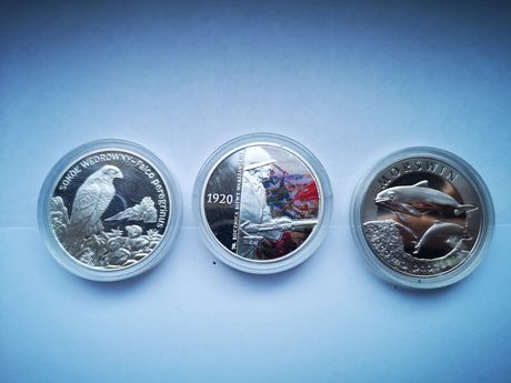 3 x 20 zł monety Nbp kolekcja sokół morświn bitwa warszawska srebro