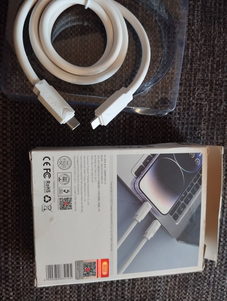 Kabel TYP-C-Lightning 27W PD Power Deliivery iPhone 1M Biały