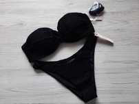 Черный купальник Victoria's secret двойной пуш-ап сдельный бандо S M L