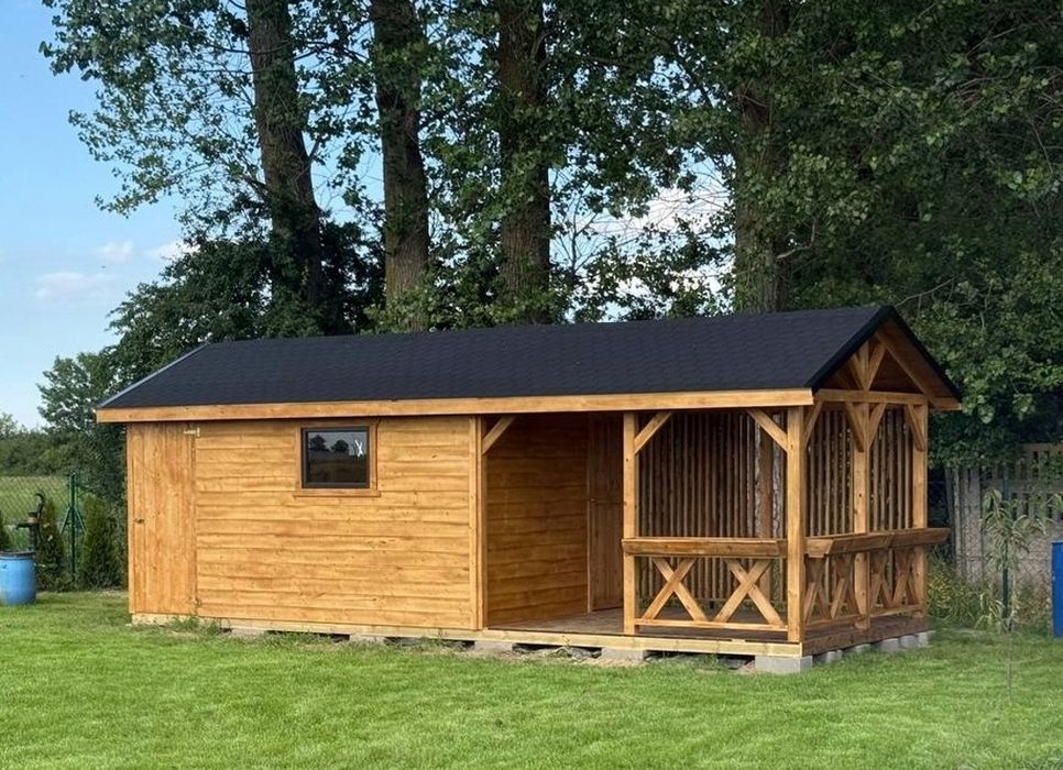Domek letniskowy, narzędziowy drewniany 7×3 m Montaż w cenie