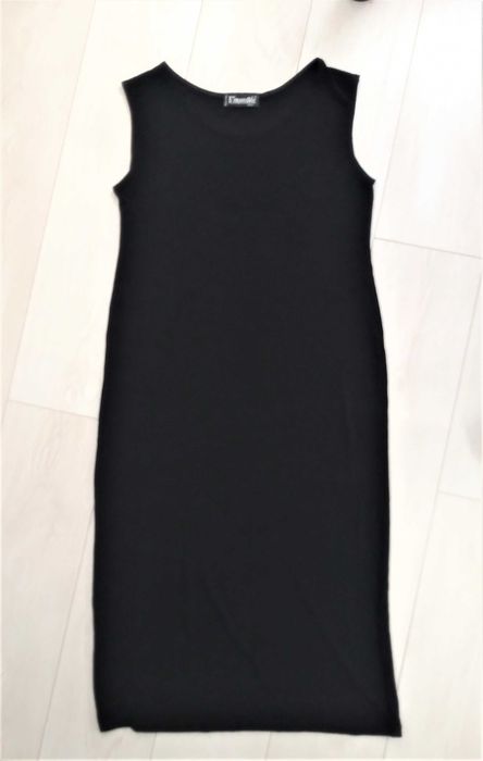 Czarna długa prosta sukienka rozciągliwa XL