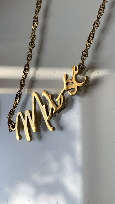 Naszyjnik stal zloty Miłość nowy