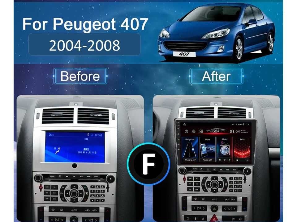 Radio samochodowe Android Peugeot 407 (9", silver) 2004.-2008