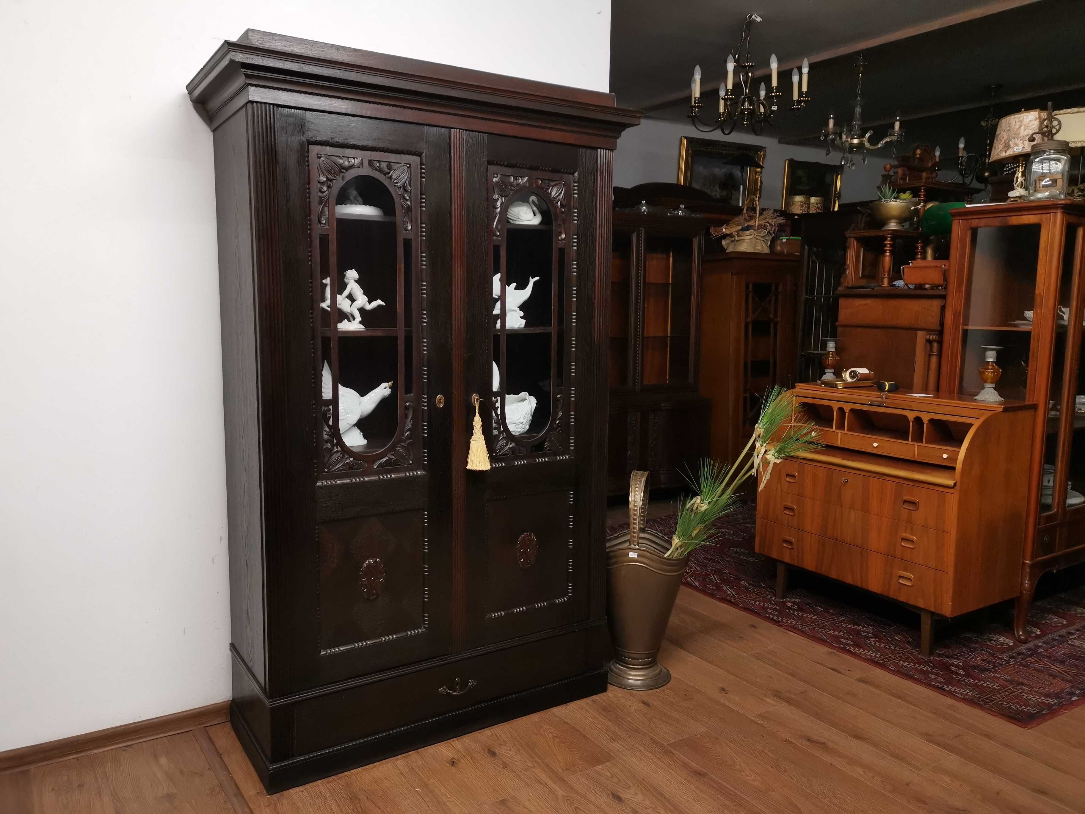Dębowa biblioteczka witryna  antyk 712/2025