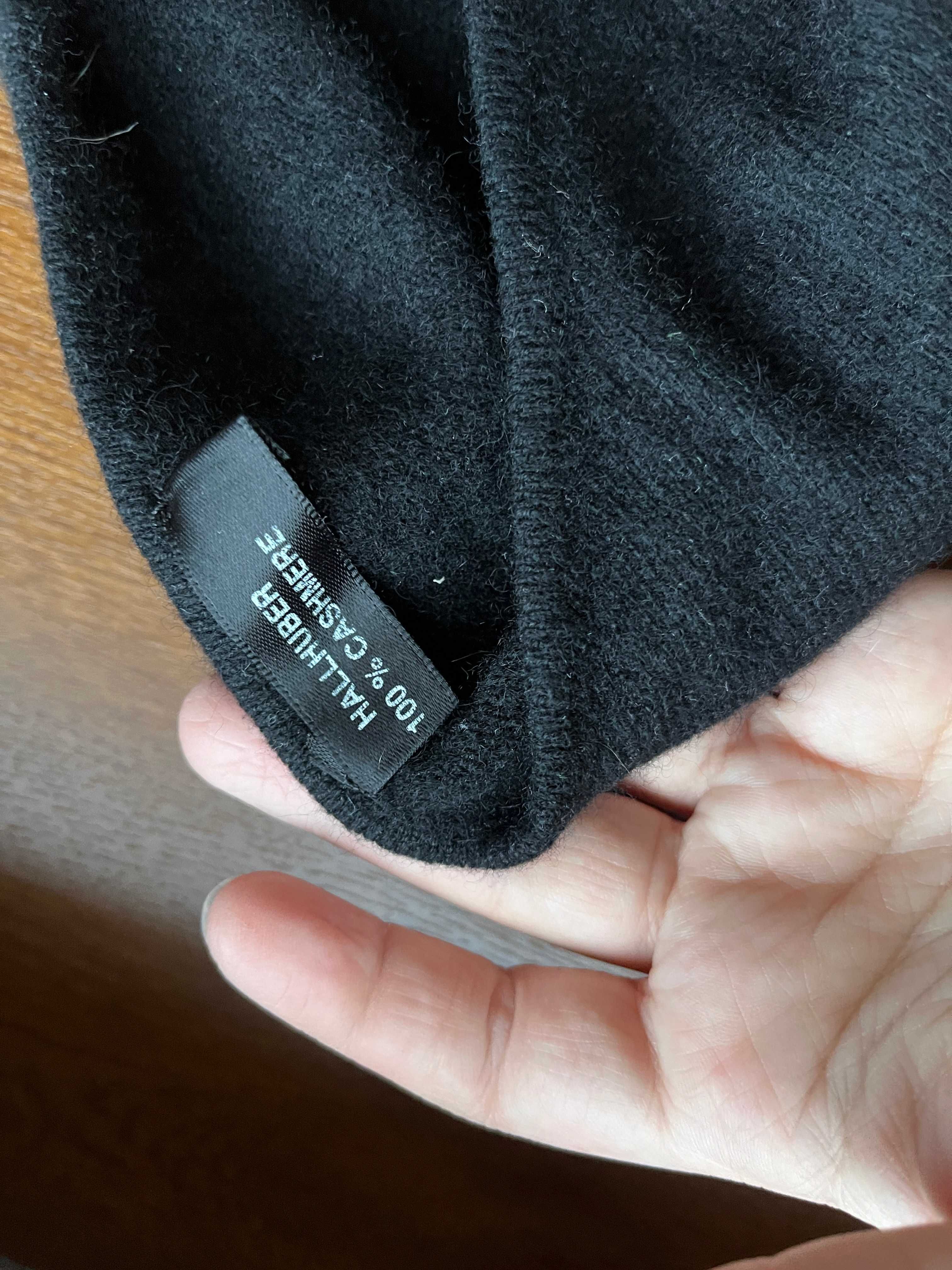 Ponczo narzutka szal Hallhuber 100% kaszmir kaszmirowe czarne S M L XL