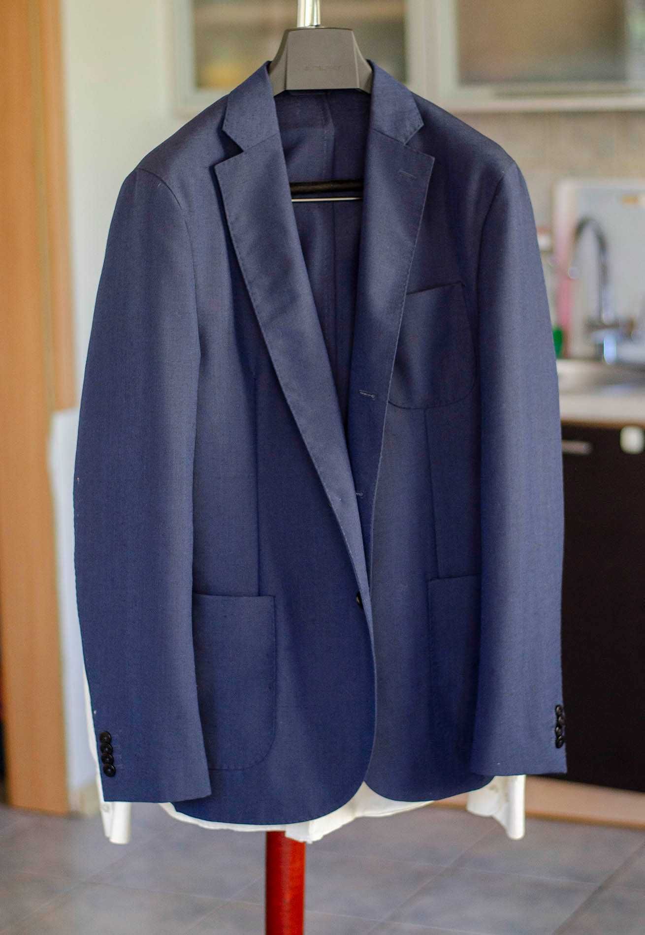Lekka marynarka J.Lindberg r50 (52), wełna+moher, unstructured, navy