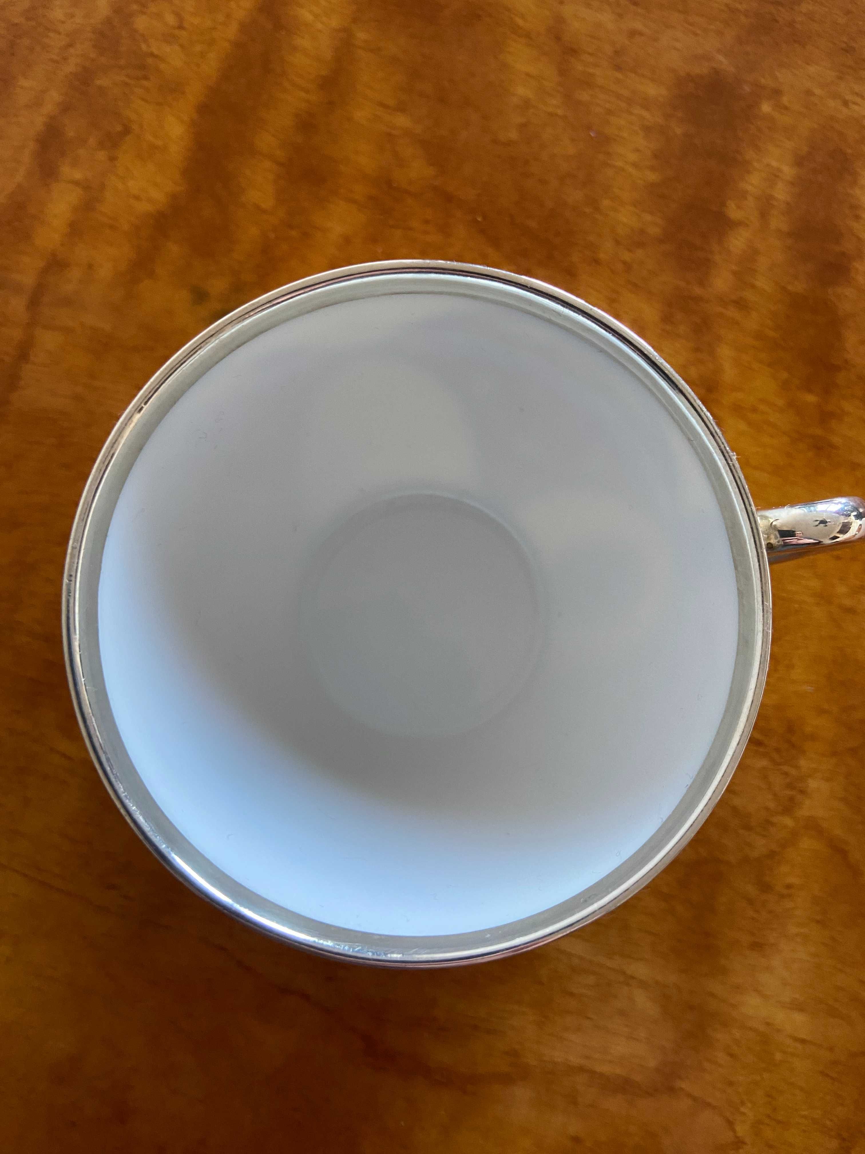Filiżanka porcelanowa mokka okuta srebrem Tischenreuth