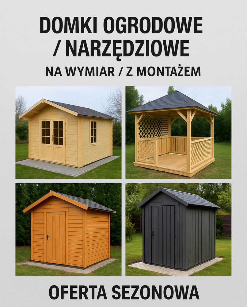 Domki ogrodowe natrzedziowe na wymiar z montazem