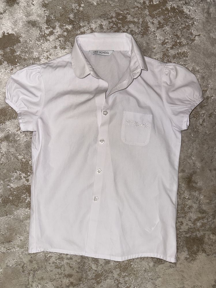 Блузка белая рубашка на девочку 6-7 лет
