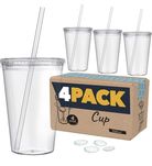 Zestaw 4 kubków z twardego plastiku z pokrywką - 700ml