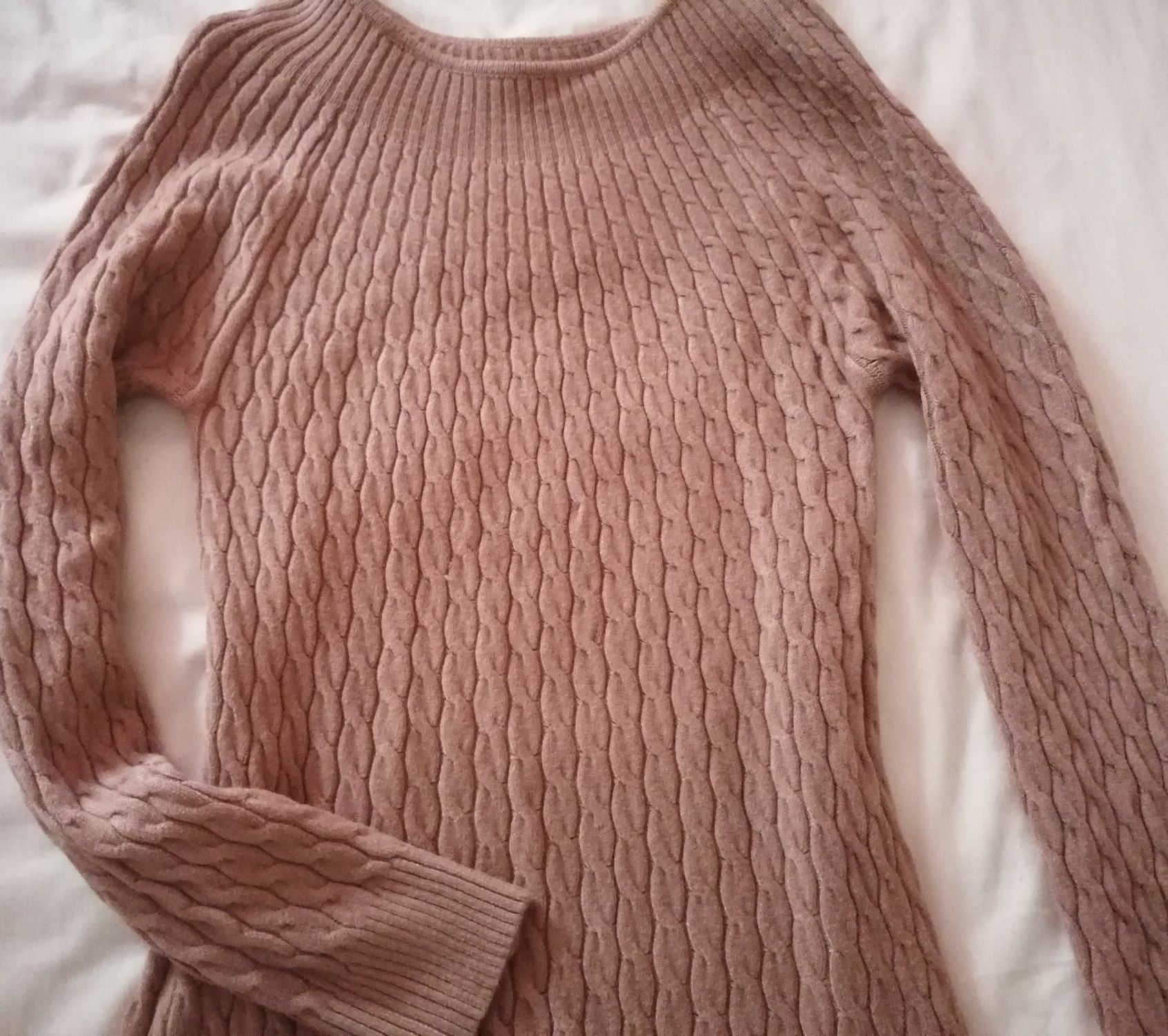 Sweterkowa sukienka r. S kolor camel