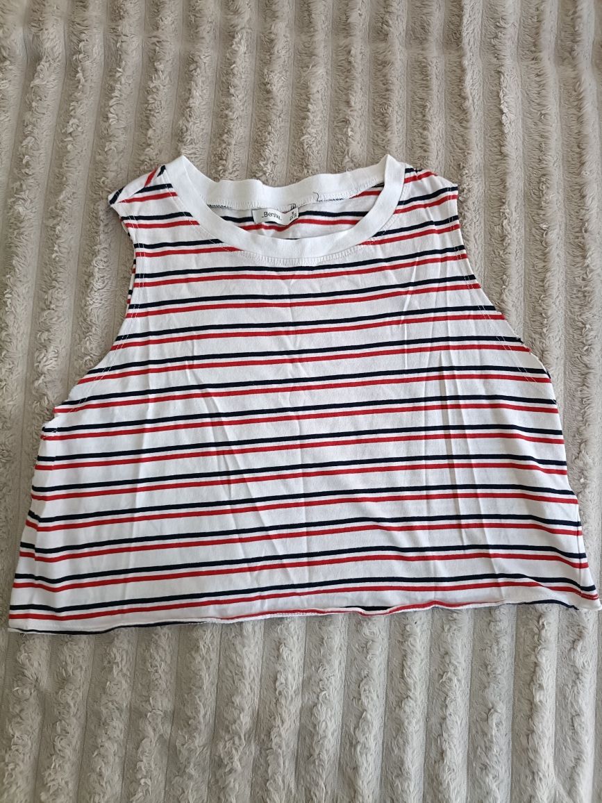 Fajny bawełniany crop top w paski rozm. M