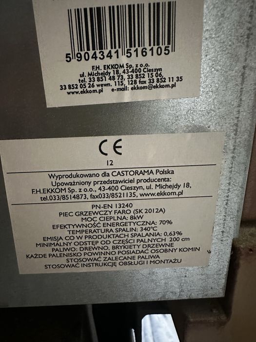 Sprzedam piec kaflowy FARO 8 kW
