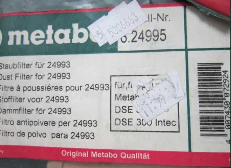 Metabo Filtr kasetki do DSE (10szt) DSE 300 Intec