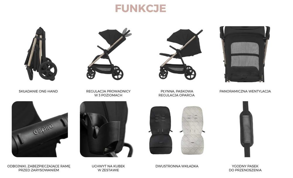 Wózek Spacerowy ESPIRO Pearl Spacerówka Lekka Kompaktowa Do 22kg