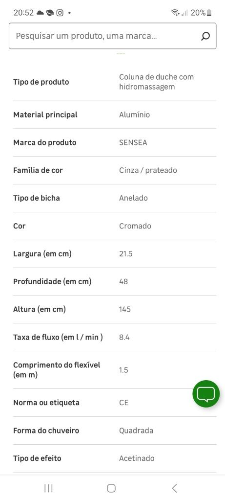 Coluna de duche c/ hidromassagem