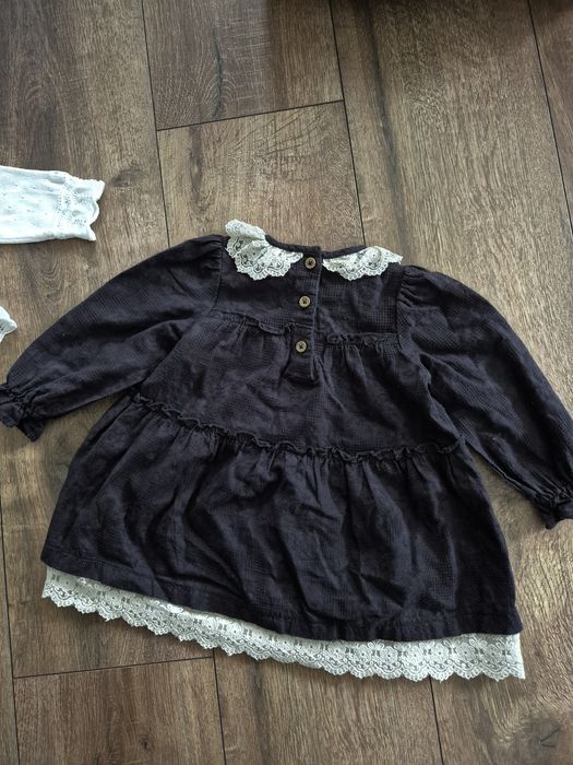 Śliczny komplecik Newbie rozmiar 74 sukieneczka i sweterek idealne na