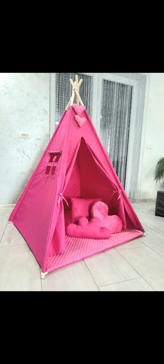 Malinowy namiot tipi wigwam 110x110cm