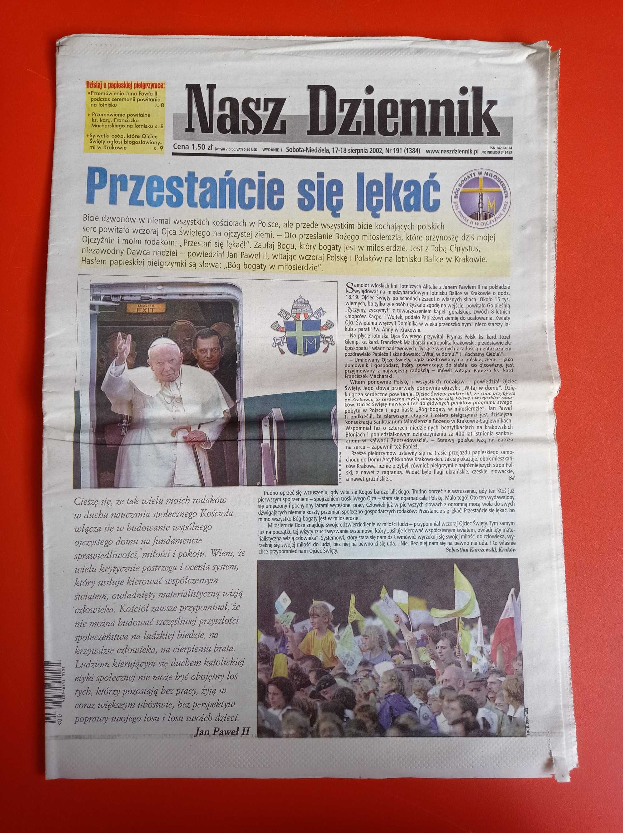 Nasz Dziennik, nr 191/2002, 17-18 sierpnia 2002, Jan Paweł II