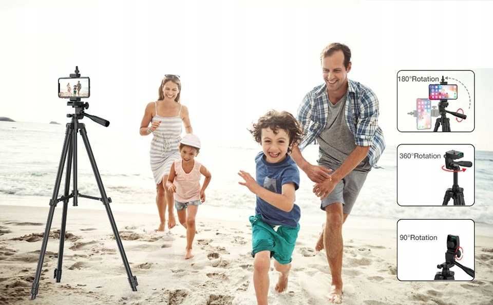 STATYW tripod z pilotem BLUETOOTH UCHWYT na telefon aparat lampę g