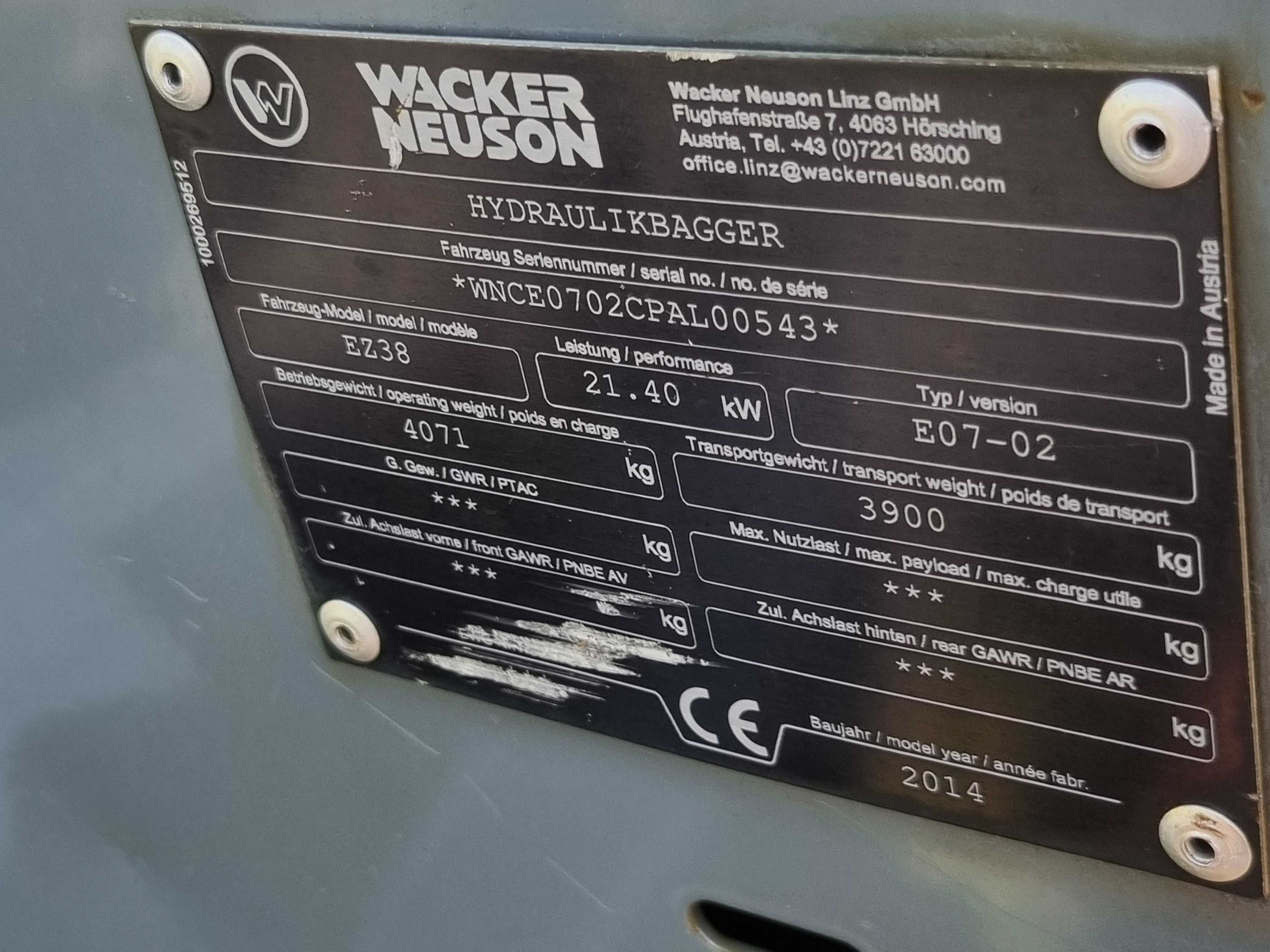 WACKER NEUSON EZ38 Minikoparka 4tony 2015r 2399h z Norwegii JAK NOWA