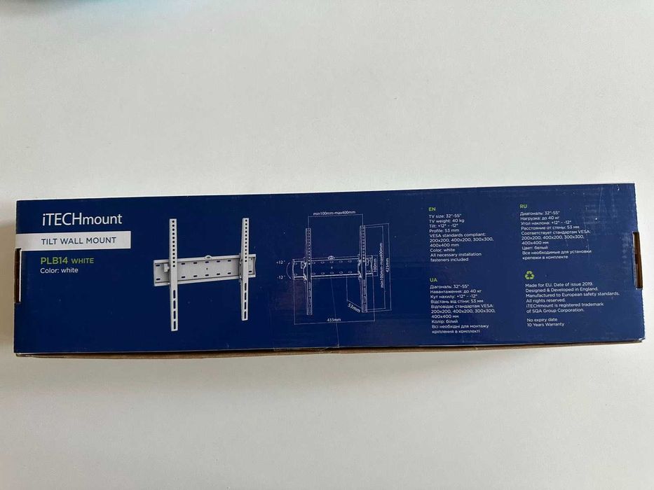 кріплення настінне для телевізора ITECHmount PLB14 white кронштейн