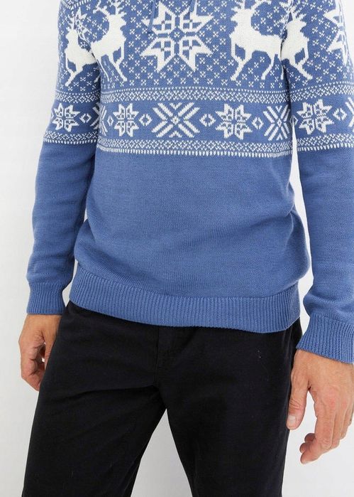 B.P.C sweter męski w norweski wzór z kapturem r.4XL