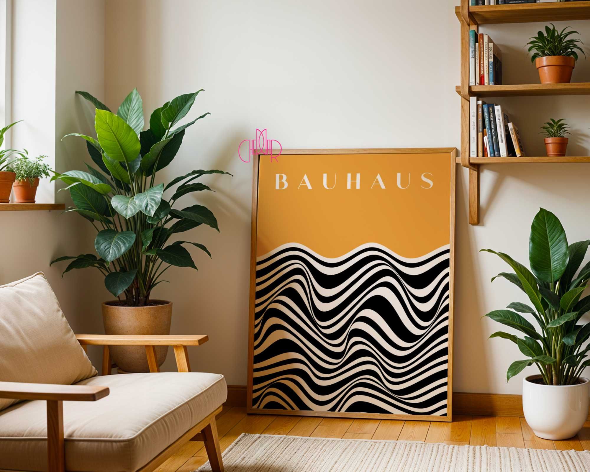 Plakat Bauhaus, biało-czarne linie