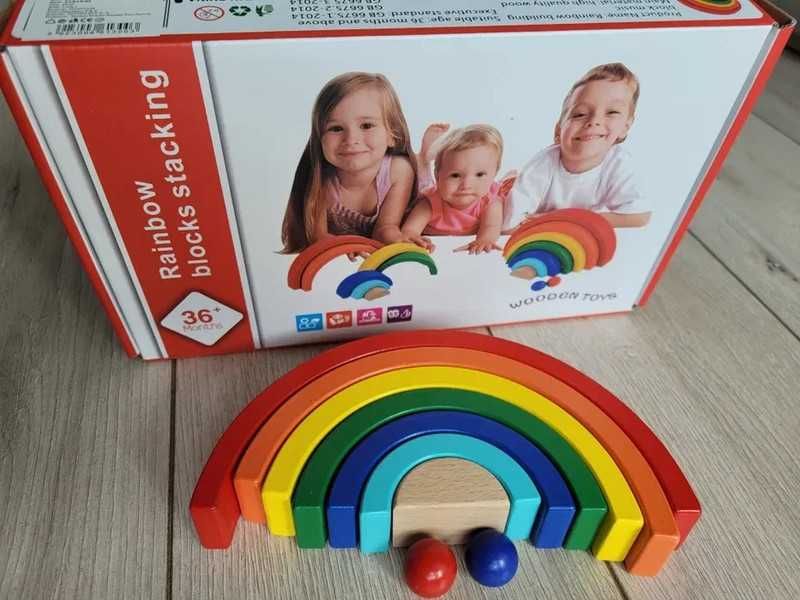 Tęcza drewniana układanka sorter klocki Montessori