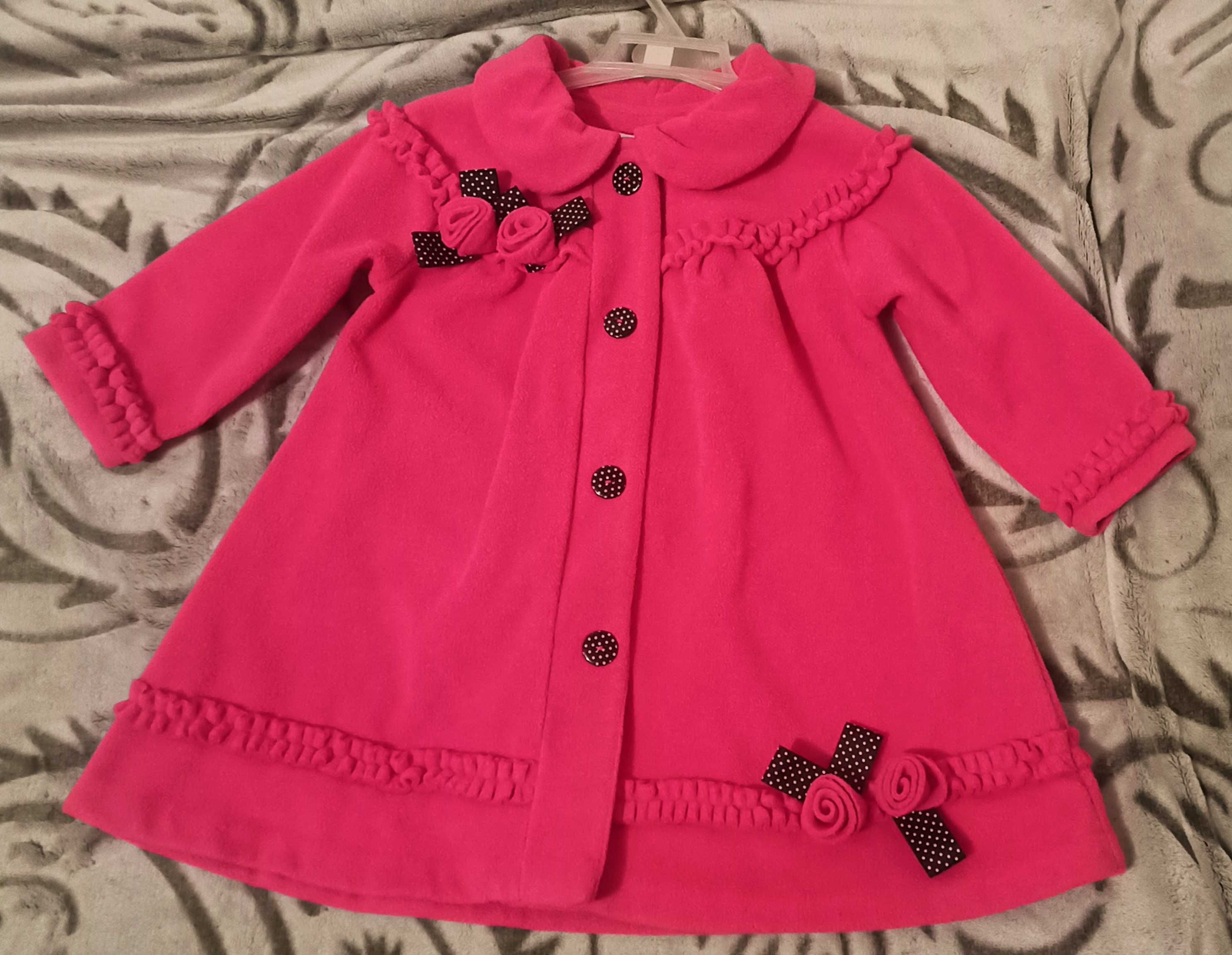 Красивое стильное флисовое пальто на 2-3 годика