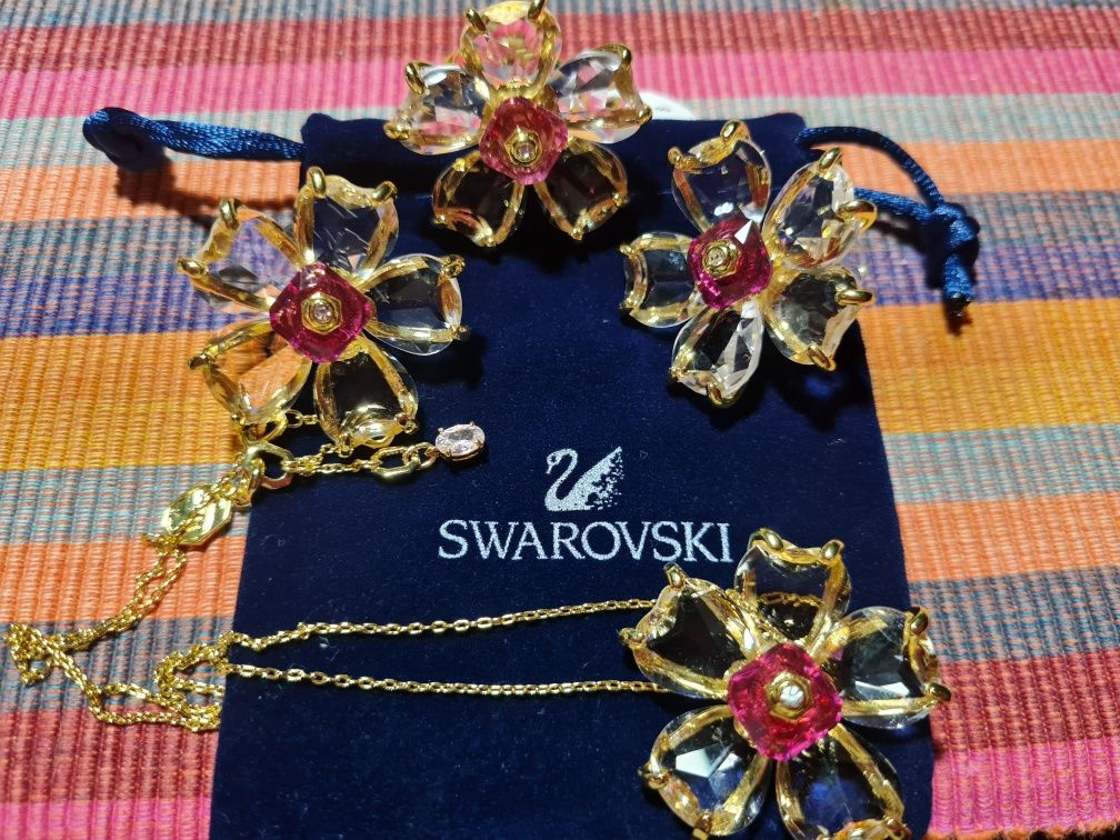 Сережки та кулон Swarovski florere Сваровскі  під золото