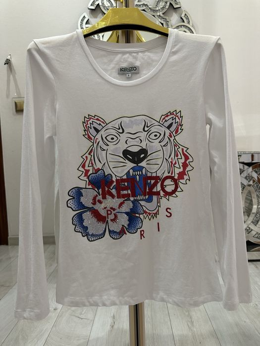 T-Shirt bluzka z długim rękawem cyrkonie Kenzo S