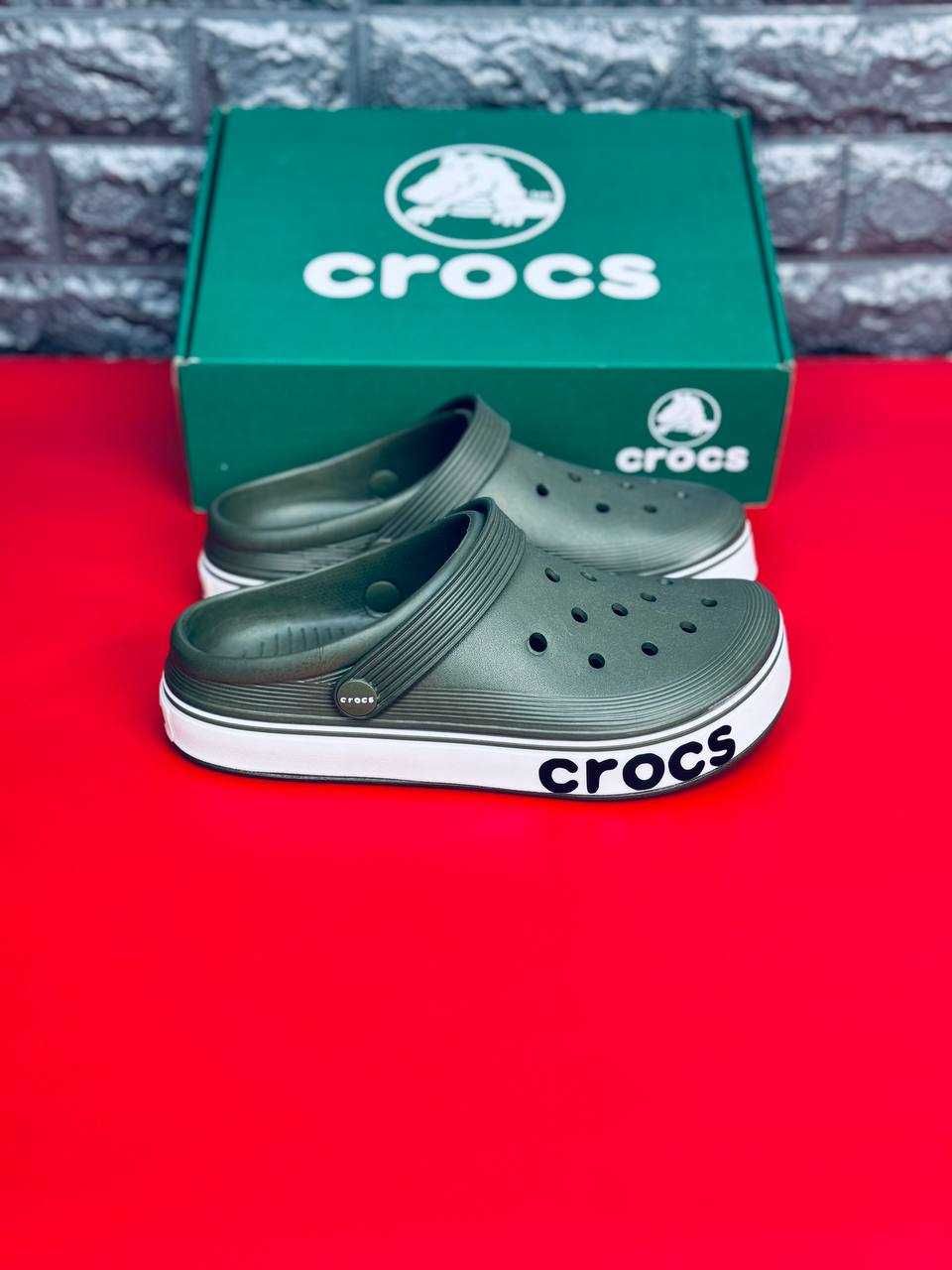 Мужские кроксы Crocs шлёпанцы цвета хаки подростковые кроксы 36-46