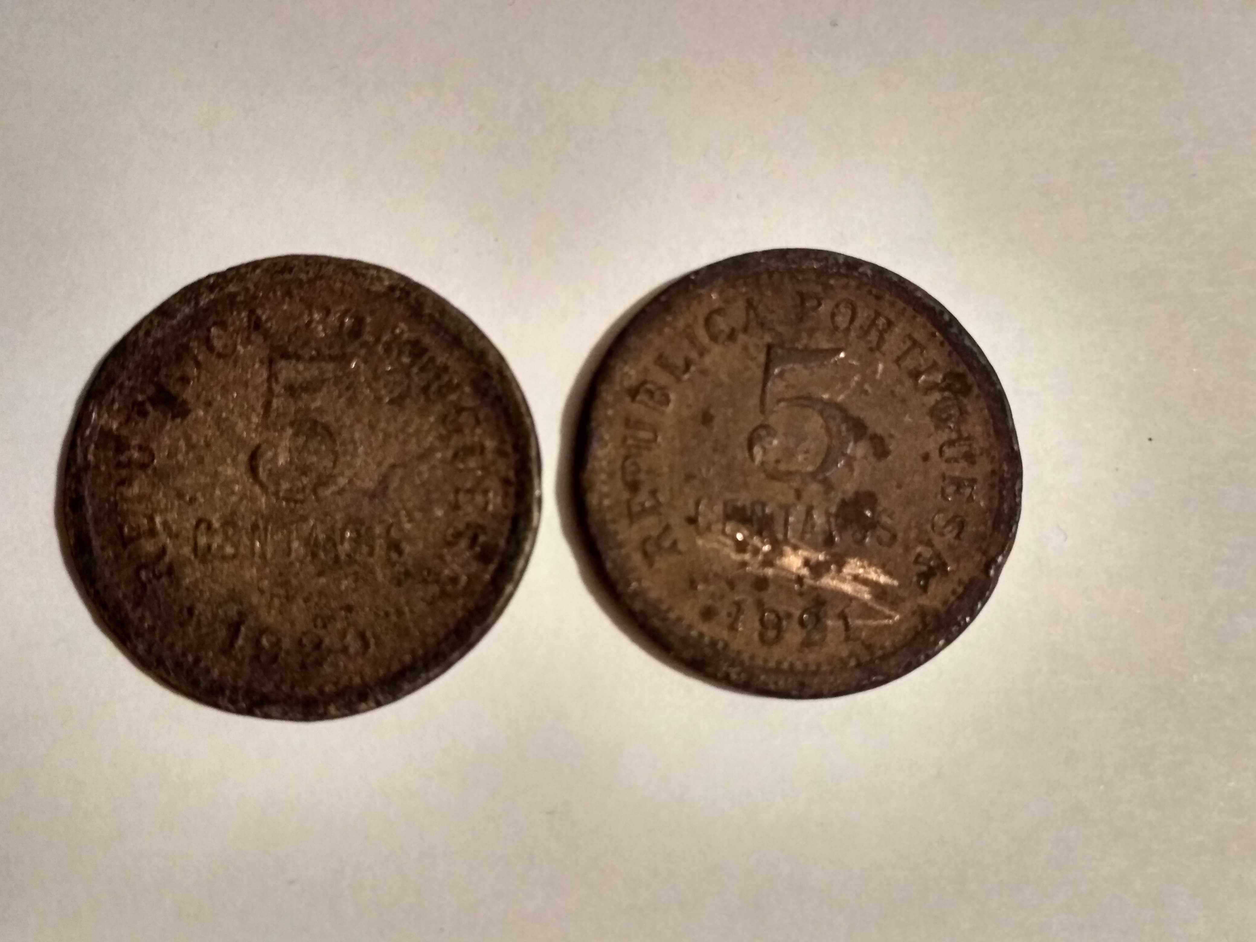 Moedas 5 Centavos 1920/1921/1924/1927