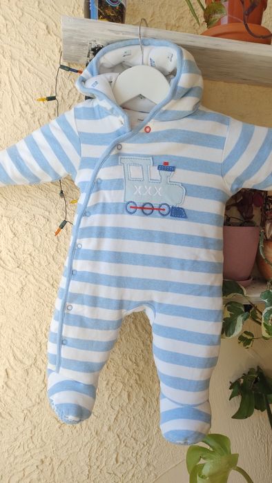 Kombinezon niemowlęcy Mini Club 3-6M 8kg Paski Pociąg Ocieplany Bawełn