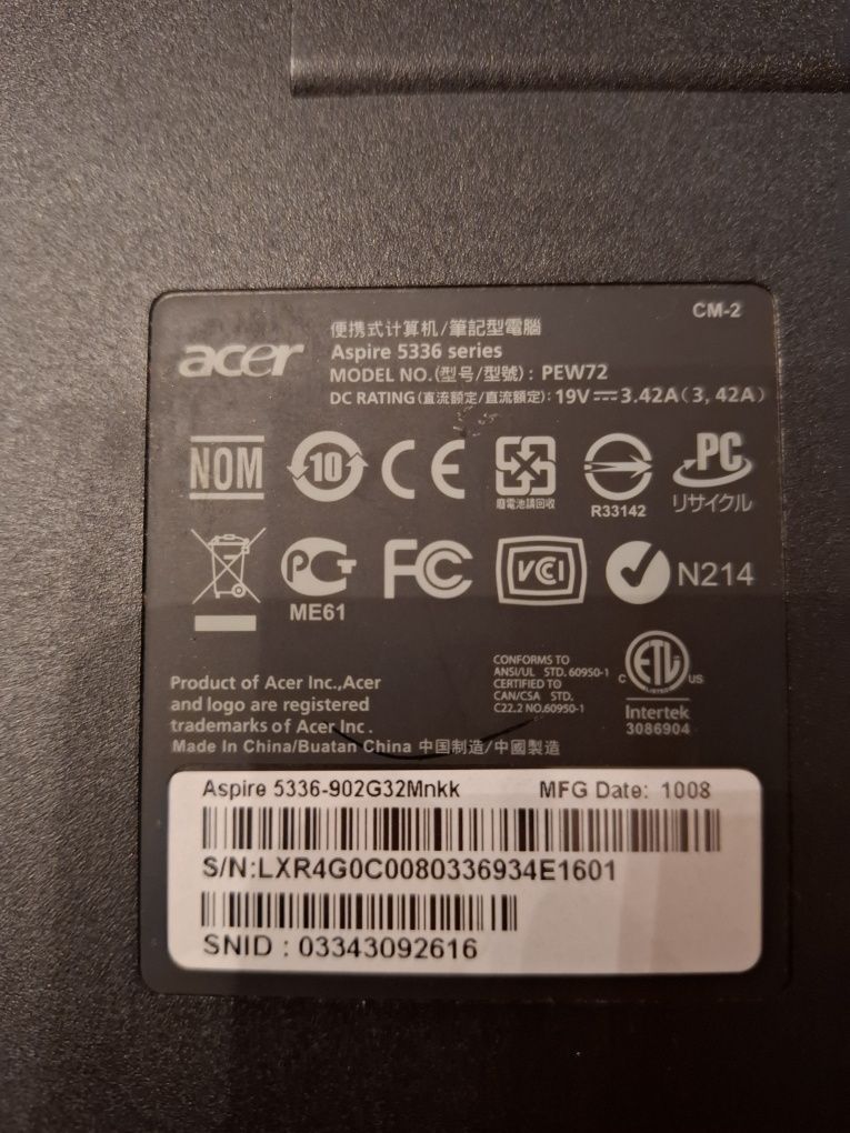 Laptop Acer 15" uszkodzony