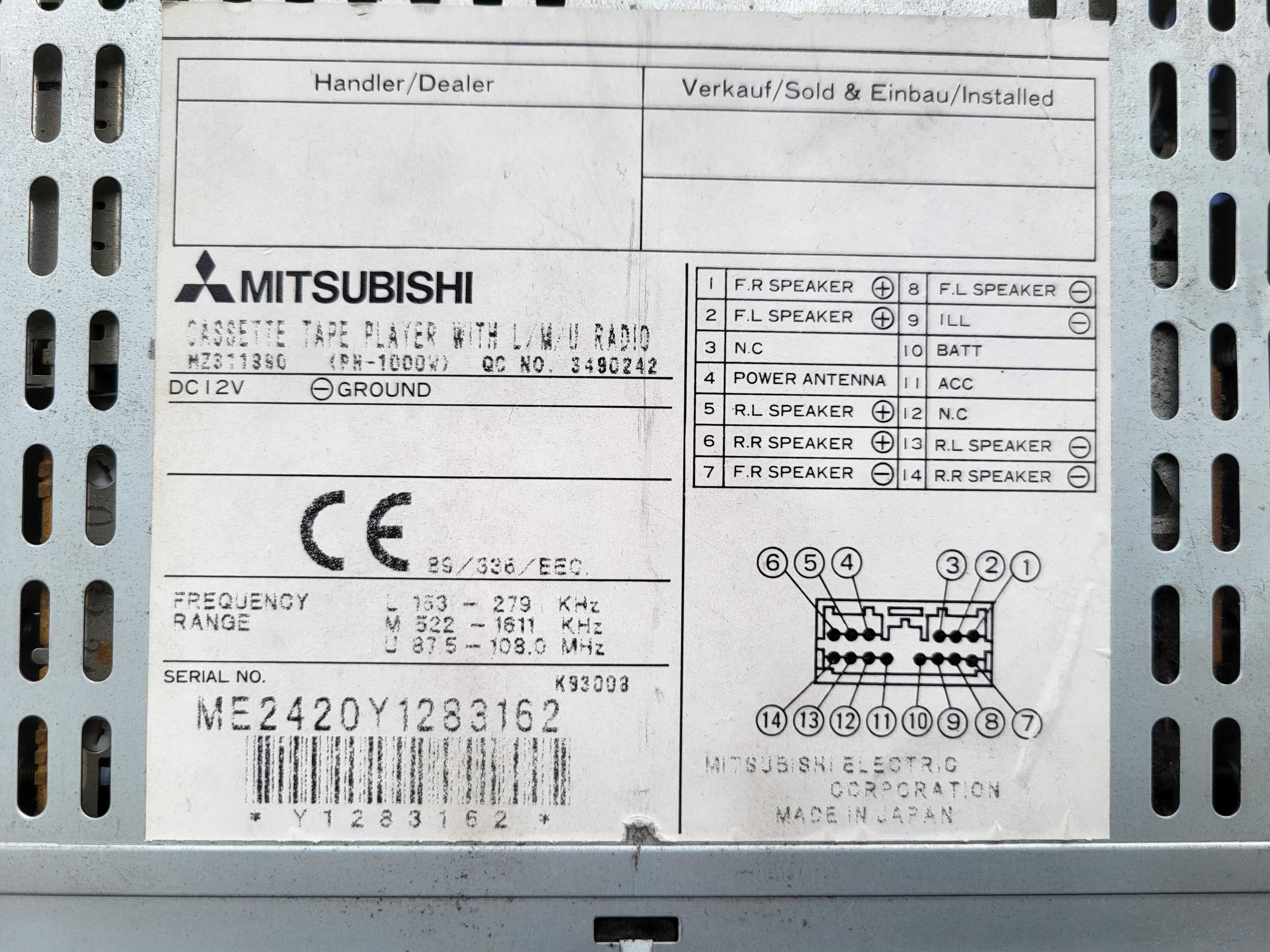 Radio samochodowe Mitsubishi Carisma - oryginał