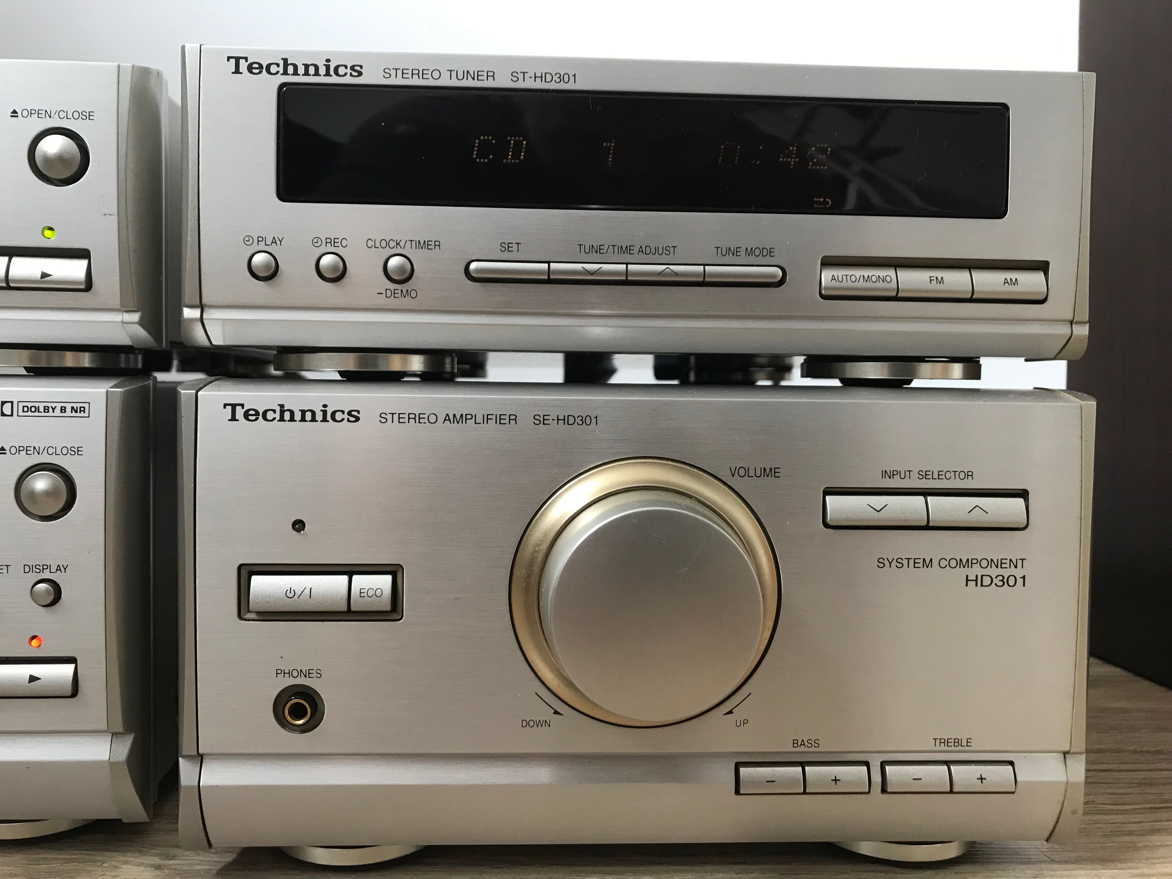 Wieża Technics HD301, audio, wzmacniacz, radio, cd, kolumny