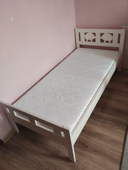 Łóżko dziecięce IKEA Kritter 70x160 komplet z materacem i barierką och