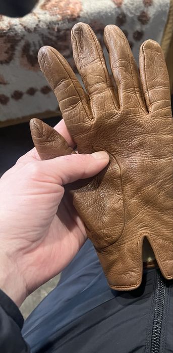 коричневі шкіряні рукавички Celine