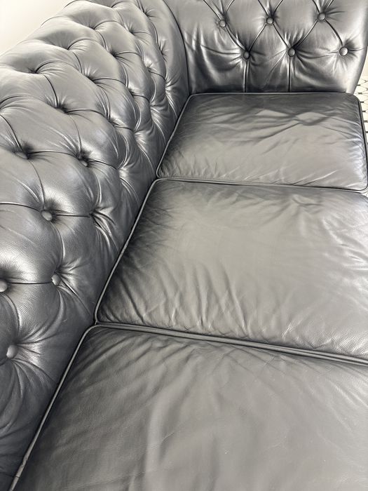 Sofa Chesterfield 3+2 z funkcją  spania .Skora naturalna cielęca.