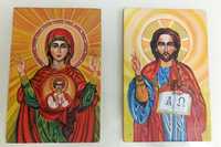 Писані на дереві ікони пара Ісус Христос та Богородиця